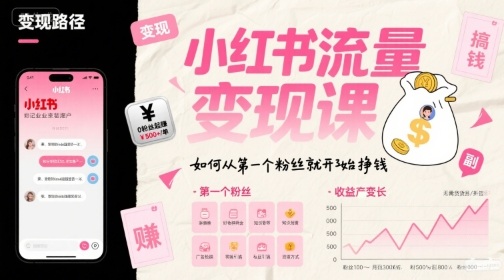小红书流量变现课，如何从第一个粉丝就开始挣钱-117资源网