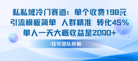 私域冷门赛道单个收费198米引流模板简单人群精准 45%的转化率单人一天大概收益多张-117资源网