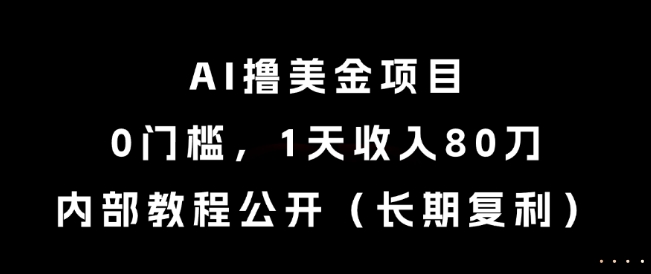 AI撸美金项目，0门槛，1天收入80刀，内部教程公开【揭秘】-117资源网