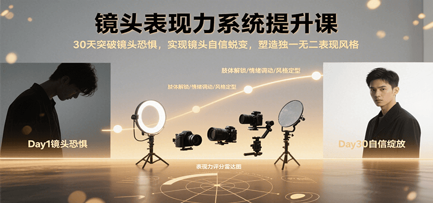 镜头表现力系统提升课，30天突破镜头恐惧实现自信蜕变，塑造独一无二表现风格-117资源网