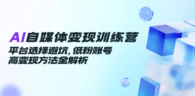 AI自媒体变现训练营，平台选择避坑，低粉账号高变现方法全解析-117资源网