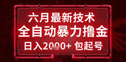 六月最新技术全自动暴力撸金，稳定日入2k+包起号，长期稳定【揭秘】-117资源网