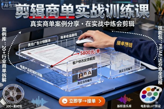 剪辑商单实战训练课，真实商单案例分享，在实战中练会剪辑-117资源网