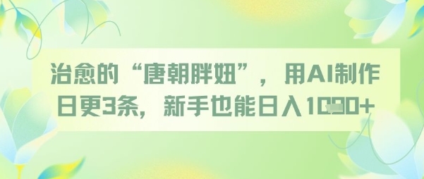 治愈的“唐朝胖妞”，用AI制作日更3条，新手也能日入多张-117资源网