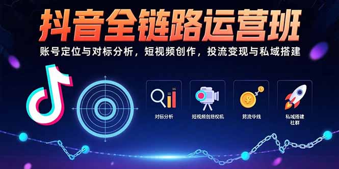抖音全链路运营班：账号定位与对标分析，短视频创作，投流变现与私域搭建-117资源网