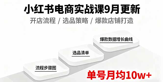 小红书电商实战课9月更新，开店流程/选品策略/爆款店铺打造，单号月均10w+-117资源网