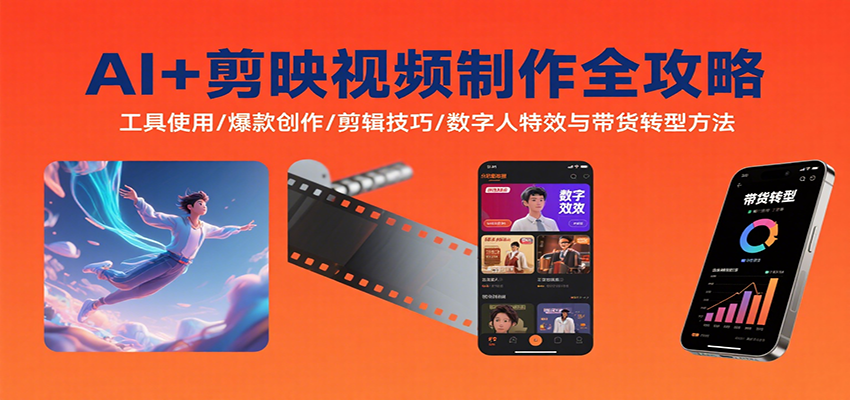 AI+剪映视频制作全攻略：工具使用/爆款创作/剪辑技巧/数字人特效与带货转型方法-117资源网