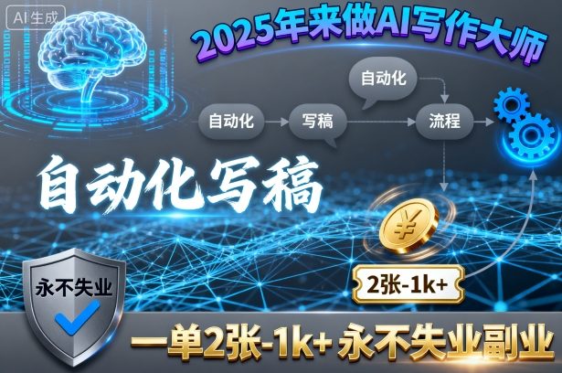 2025年来做AI写作大师，自动化写稿，一单2张-1k+，永不失业副业-117资源网