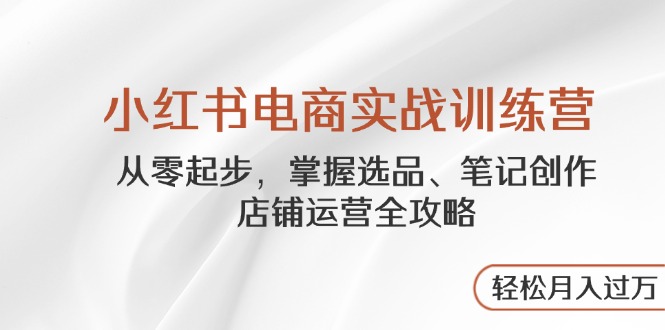 小红书电商实战训练营，从零起步，掌握选品、笔记创作、店铺运营全攻略…-117资源网