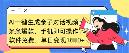 AI一键生成亲子对话视频，条条爆款，一部手机即可操作，单日变现数张-117资源网
