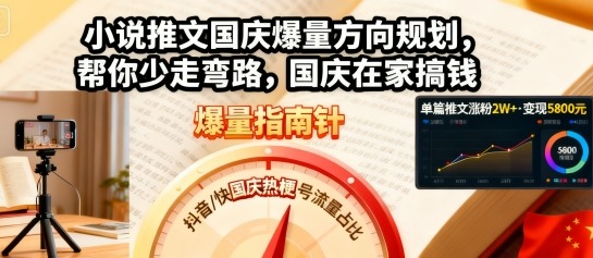 小说推文国庆爆量方向规划，帮你少走弯路，国庆在家搞钱-117资源网