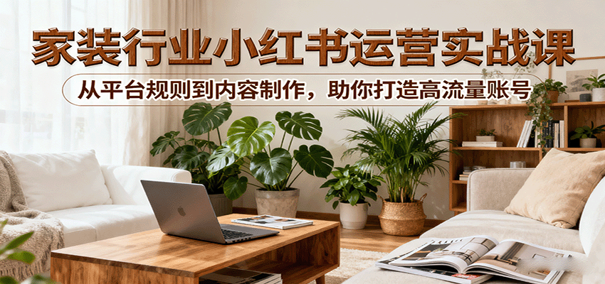 小红书家装行业运营实战课：从平台规则到内容制作，助你打造高流量账号-117资源网
