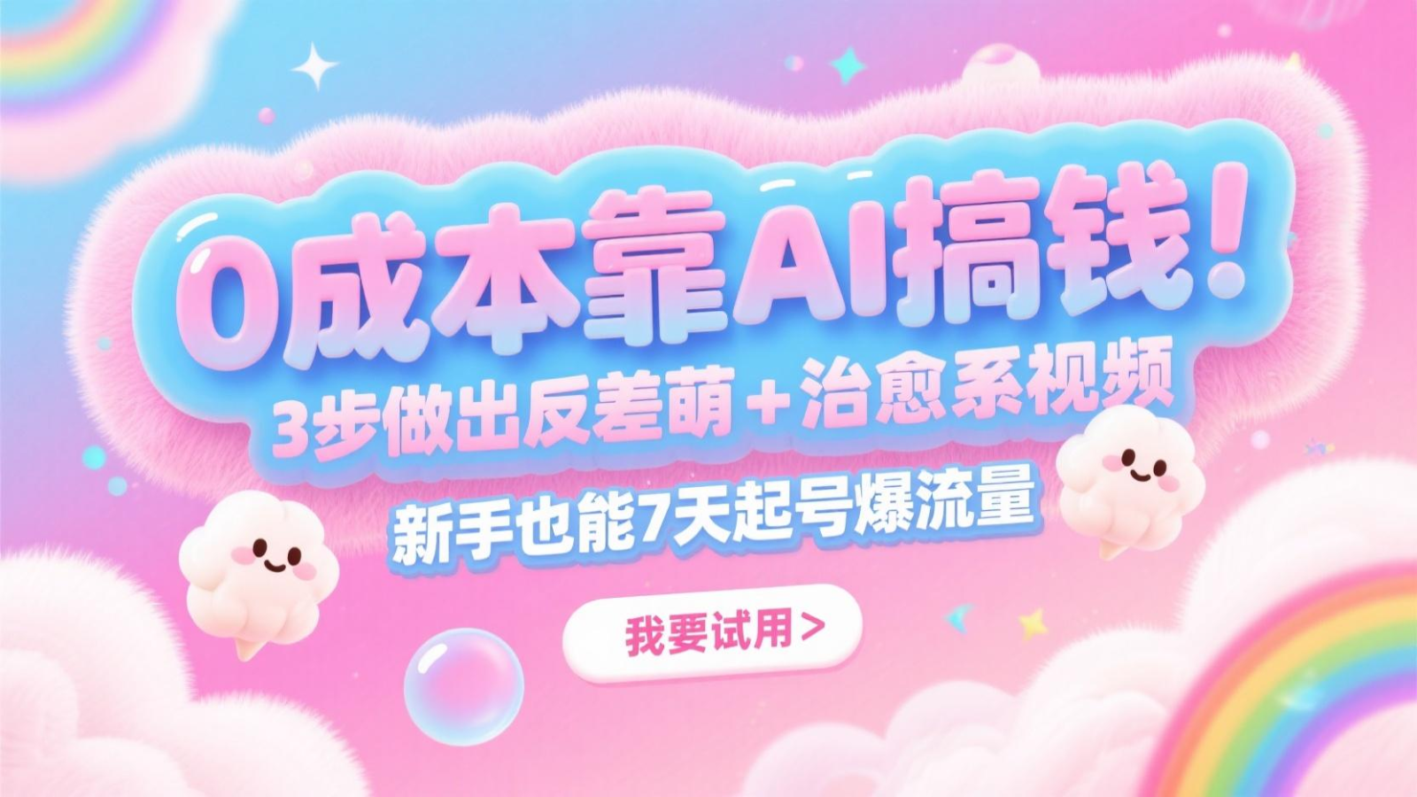 0成本靠AI搞钱！3步做出反差萌+治愈系视频，新手也能7天起号爆流量，月入5位数-117资源网