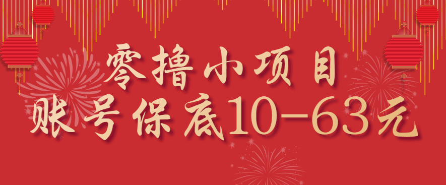 零撸小项目，一个账号保底10-63元，适合新手小白操作，能多账号领低保-117资源网
