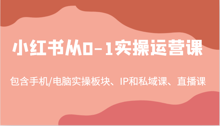 小红书从0-1实操运营课，包含手机/电脑实操板块、IP和私域课、直播课(97节)-117资源网