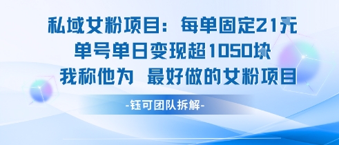 私域女粉项目：每单固定21块，单日变现超1k+，最好做的女粉项目-117资源网