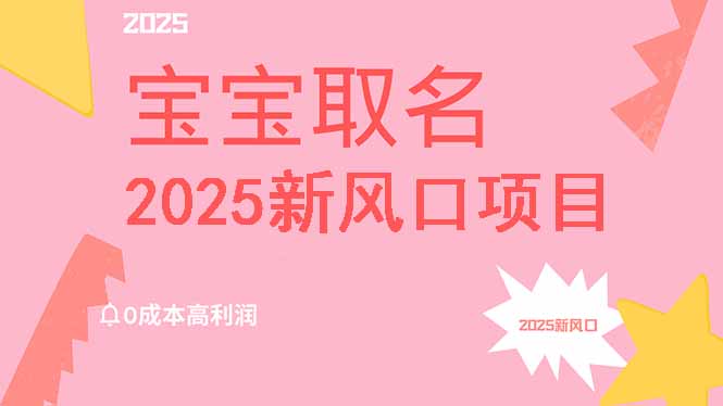 2025新风口项目宝宝取名，0成本高利润，附保姆级教程，月入过万不是梦-117资源网