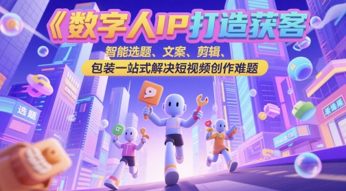数字人IP打造获客变现实操课，智能选题、文案、剪辑、包装一站式解决短视频创作难题-117资源网