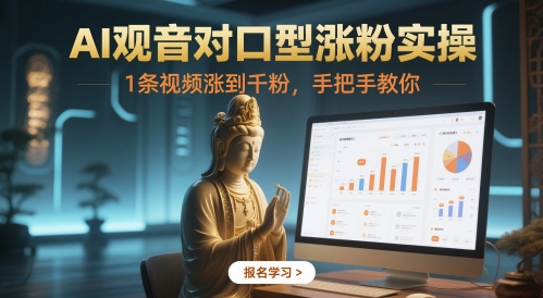 AI观音对口型涨粉实操，1条视频涨到千粉，手把手教你-117资源网