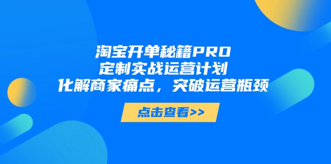 淘宝开单秘籍PRO，定制实战运营计划，化解商家痛点，突破运营瓶颈-117资源网
