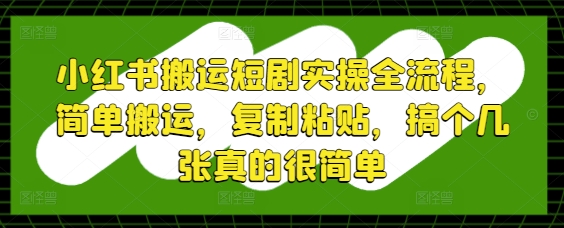 小红书搬运短剧实操全流程，简单搬运，复制粘贴，搞个几张真的很简单-117资源网