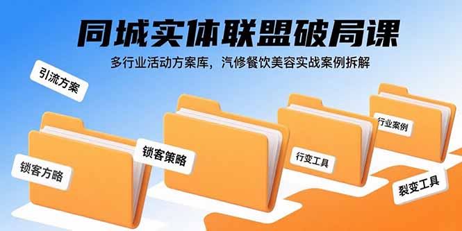 同城实体联盟破局课，多行业活动方案库，汽修餐饮美容实战案例拆解-117资源网