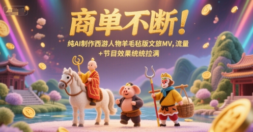 商单不断!纯AI制作西游人物羊毛毡版文旅MV,流量+节目效果统统拉满-117资源网