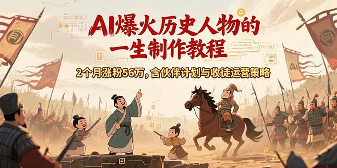 AI历史人物赛道课程，2个月涨粉56万，含伙伴计划与收徒运营策略-117资源网