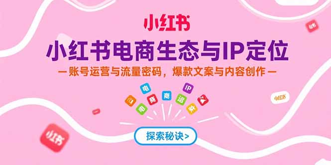 小红书电商生态与IP定位，账号运营与流量密码，爆款文案与内容创作-117资源网