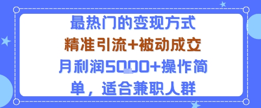 小众赛道玩法：当下最热门的变现方式，精准引流+被动成交月利润5k+操作简单，适合兼职人群-117资源网
