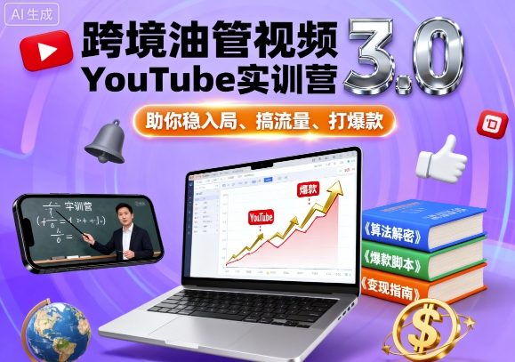 跨境油管视频YouTube实训营3.0，助你稳入局、搞流量、打爆款-117资源网