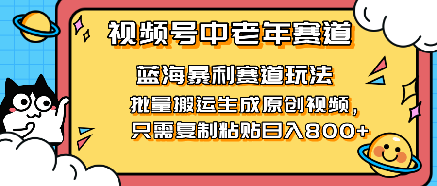 2025视频号中老年短视频蓝海暴利风口！复制粘贴搬运视频单日赚800+，无…-117资源网