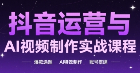 抖音运营与AI视频制作实战课程，爆款选题-AI特效制作-账号搭建-117资源网