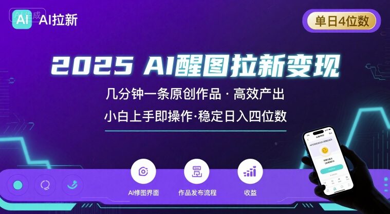 2025最强AI醒图拉新，几分钟一条原创作品，单日收入4位数，小白也能上手操作-117资源网