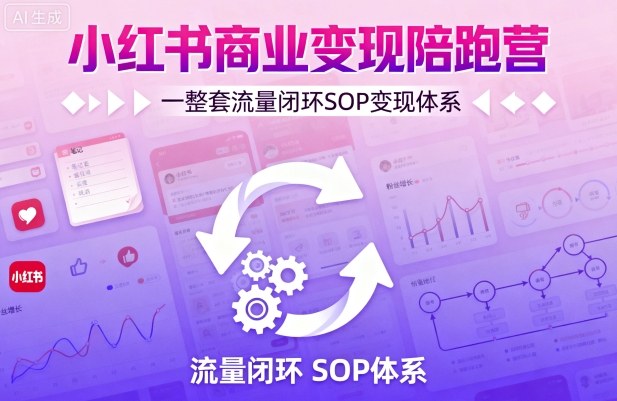 小红书商业变现陪跑营,轻IP矩阵 私域获客 聚光投流,一整套流量闭环SOP变现体系-117资源网