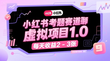 小红书考题赛道虚拟项目1.0，项目操作简单，每天收益2-3张-117资源网