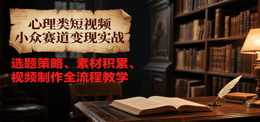 心理类短视频小众赛道变现实战，选题策略、素材积累、视频制作全流程教学-117资源网