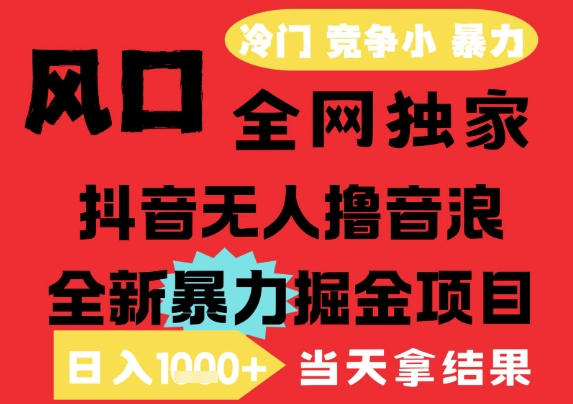 25年6月高爆抖音无人直播最新撸音浪掘金项目，解放双手小白可做，无脑日入1k+，门槛低【揭秘】-117资源网