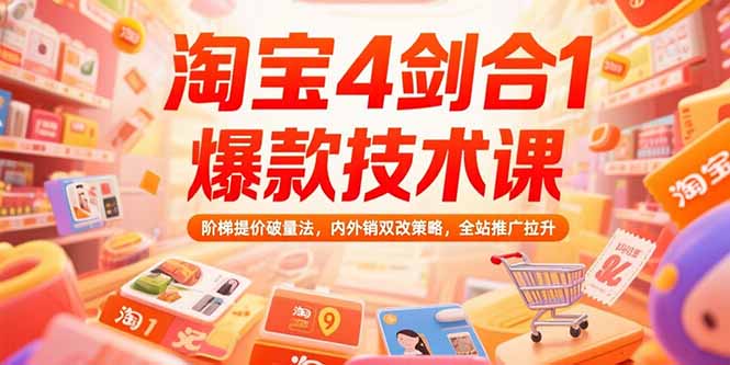 淘宝4剑合1爆款技术课73期：阶梯提价破量法，内外销双改策略 全站推广拉升-117资源网