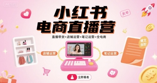 小红书电商直播营，直播带货+店铺运营+笔记运营=全电商-117资源网