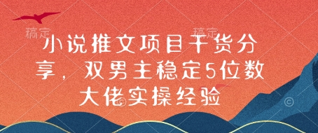 小说推文项目干货分享，双男主稳定5位数大佬实操经验-117资源网