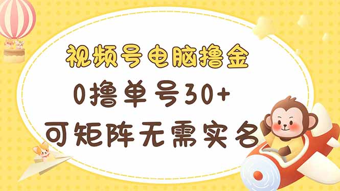 视频号电脑撸金 0撸单号30+ 可矩阵 无需实名多号多得-117资源网