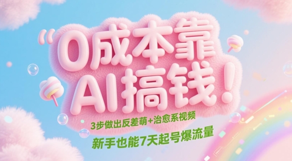0成本靠AI搞钱！3步做出反差萌+治愈系视频，新手也能7天起号爆流量-117资源网