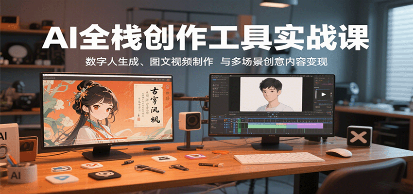 AI全栈创作工具实战课：数字人生成、图文视频制作与多场景创意内容变现-117资源网