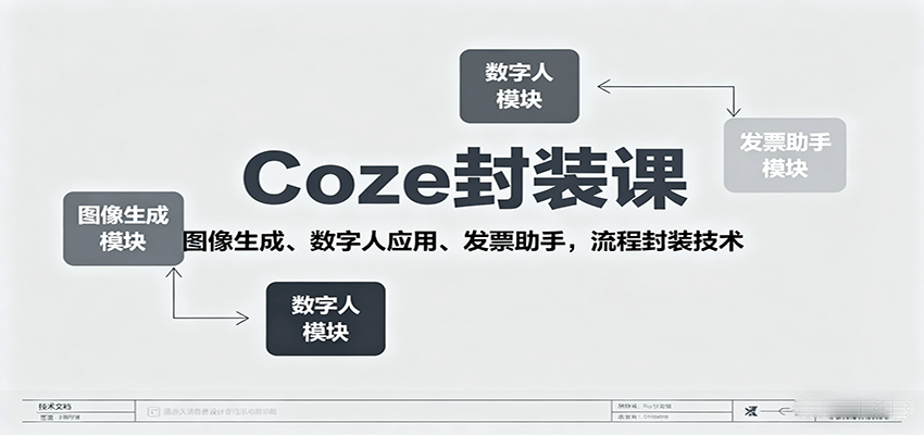Coze封装课，图像生成、数字人应用、发票助手，流程封装技术-117资源网