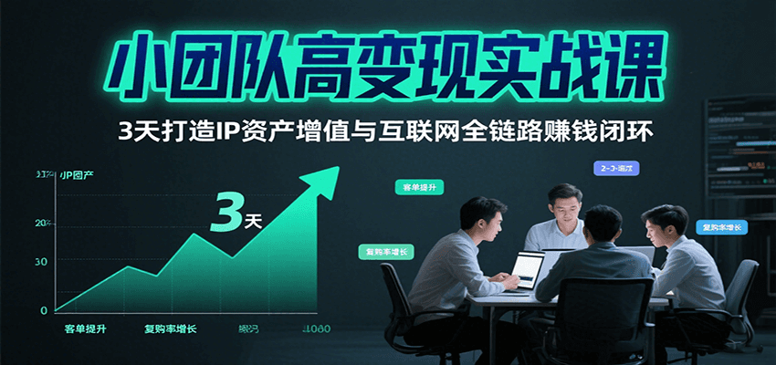 小团队高变现实战课，3天打造IP资产增值与互联网全链路赚钱闭环(第二期)-117资源网