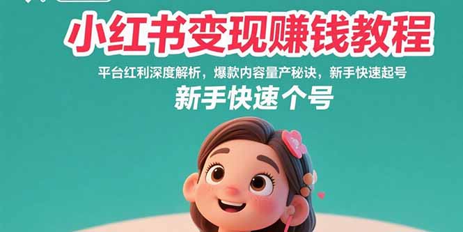 小红书变现赚钱教程：平台红利深度解析，爆款内容量产秘诀，新手快速起号-117资源网