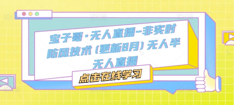 宝子哥·无人直播-非实时防风技术(更新25年9月)无人半无人直播-117资源网