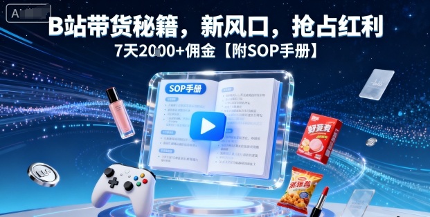 B站带货秘籍，新风口，抢占红利，7天2k+佣金【附SOP手册】-117资源网
