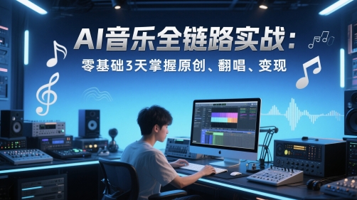 AI音乐全链路实战变现课：零基础3天掌握原创、翻唱、变现-117资源网